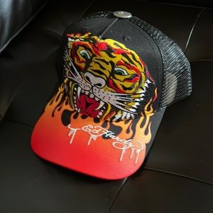 Ed Hardy Men's Tiger Fire Flames Trucker Hat